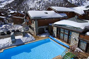 Rezidence Les Chalets de Solaise  - venkovní vyhřívaný bazén