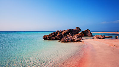 unikátní růžová pláž na jihozápadě Kréty